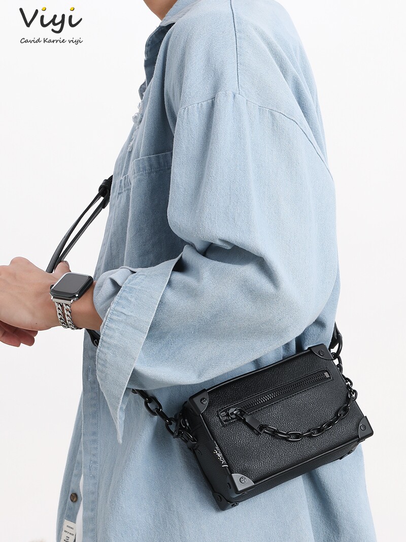 黑武士盒子包痞帅男包潮牌新款单肩男士斜挎小方包高级感小众背包